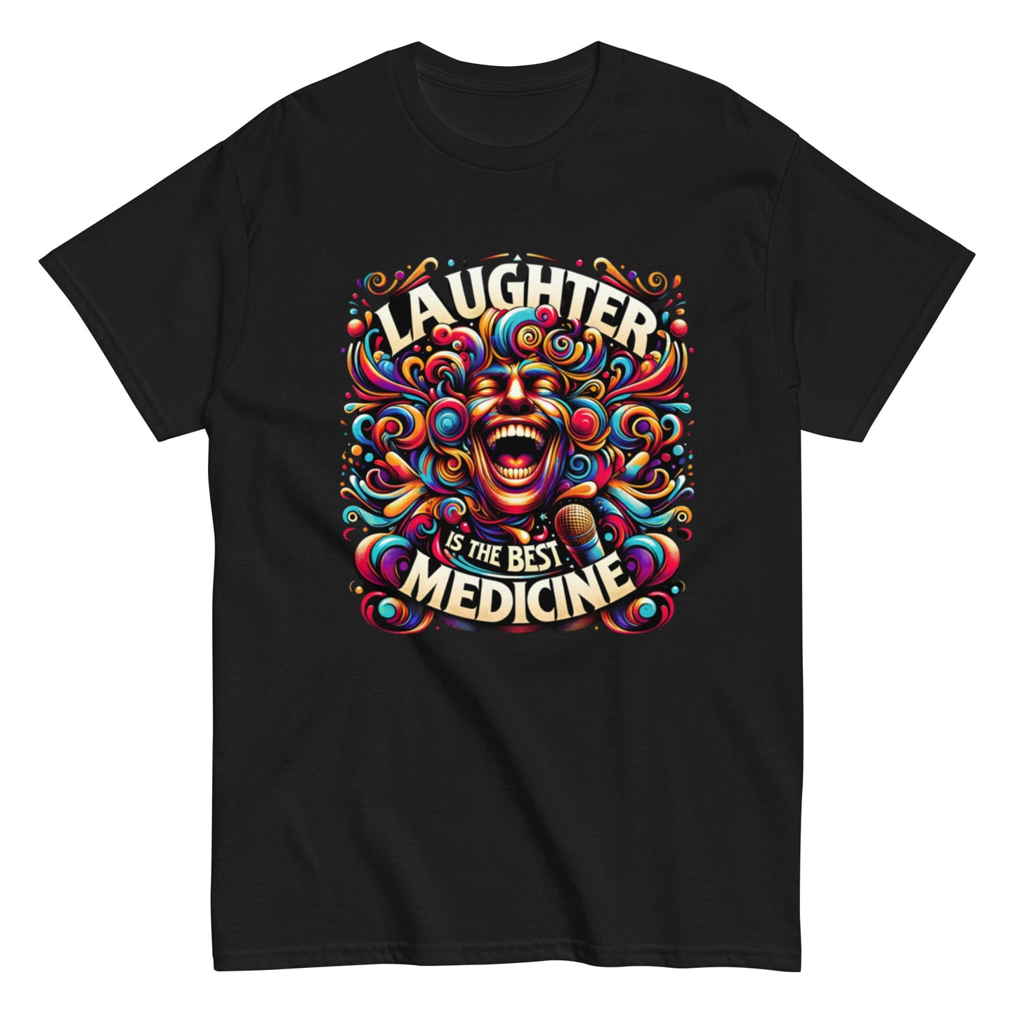 Psychedelic Comedy T-Shirt - 'Laughter is the Best Medicine' Vibrant Tee