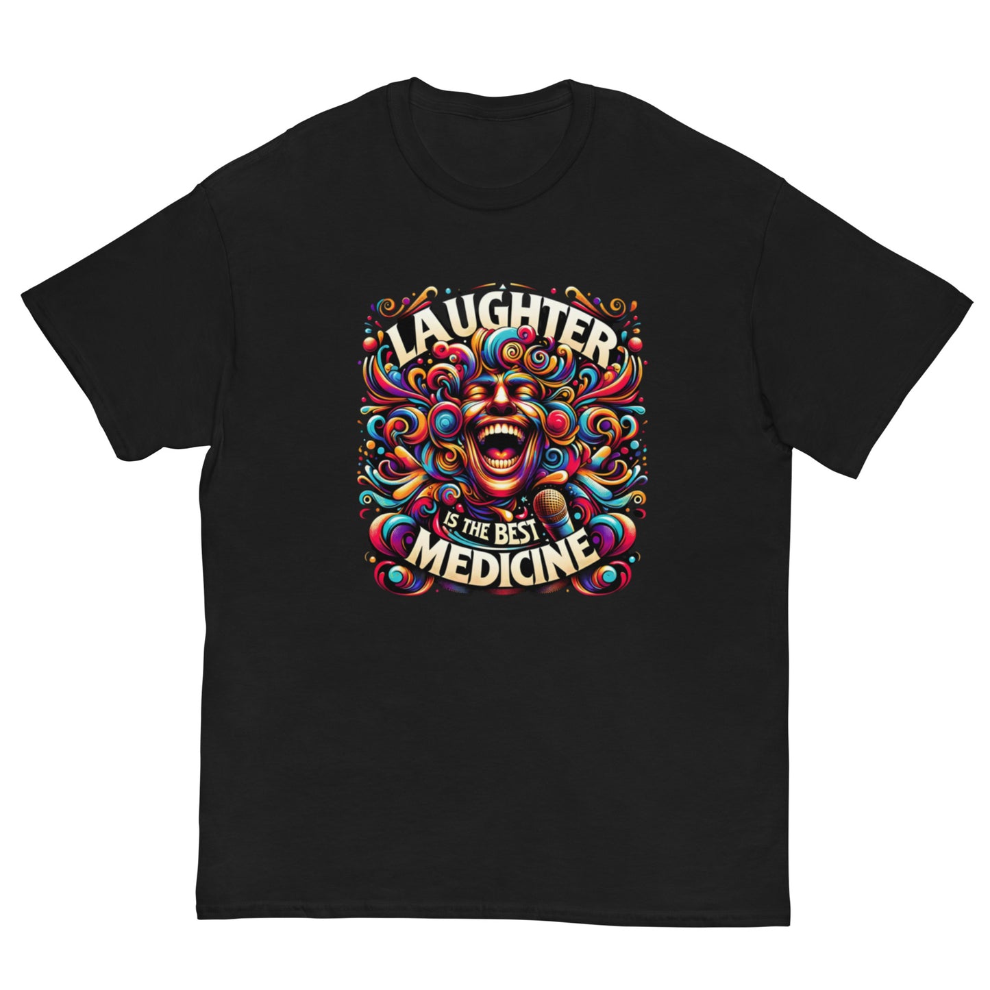 Psychedelic Comedy T-Shirt - 'Laughter is the Best Medicine' Vibrant Tee