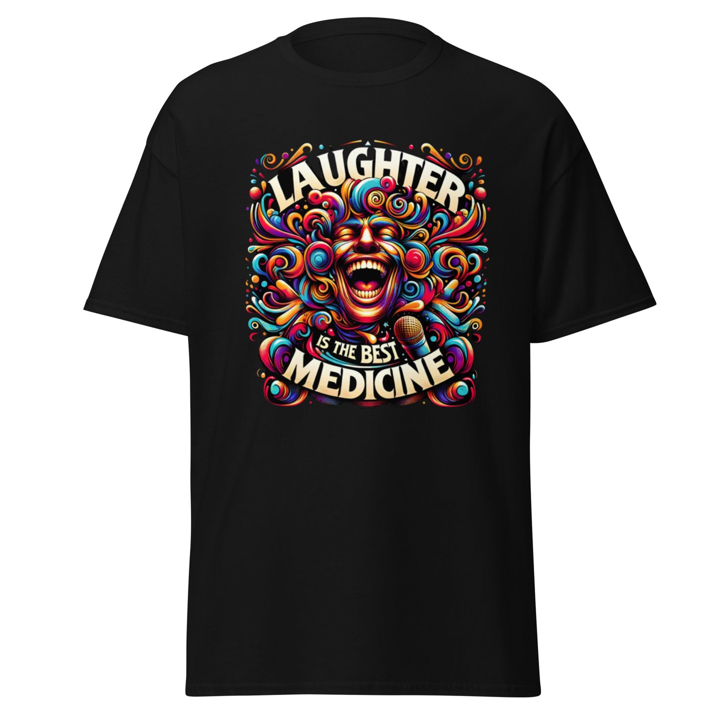 Psychedelic Comedy T-Shirt - 'Laughter is the Best Medicine' Vibrant Tee