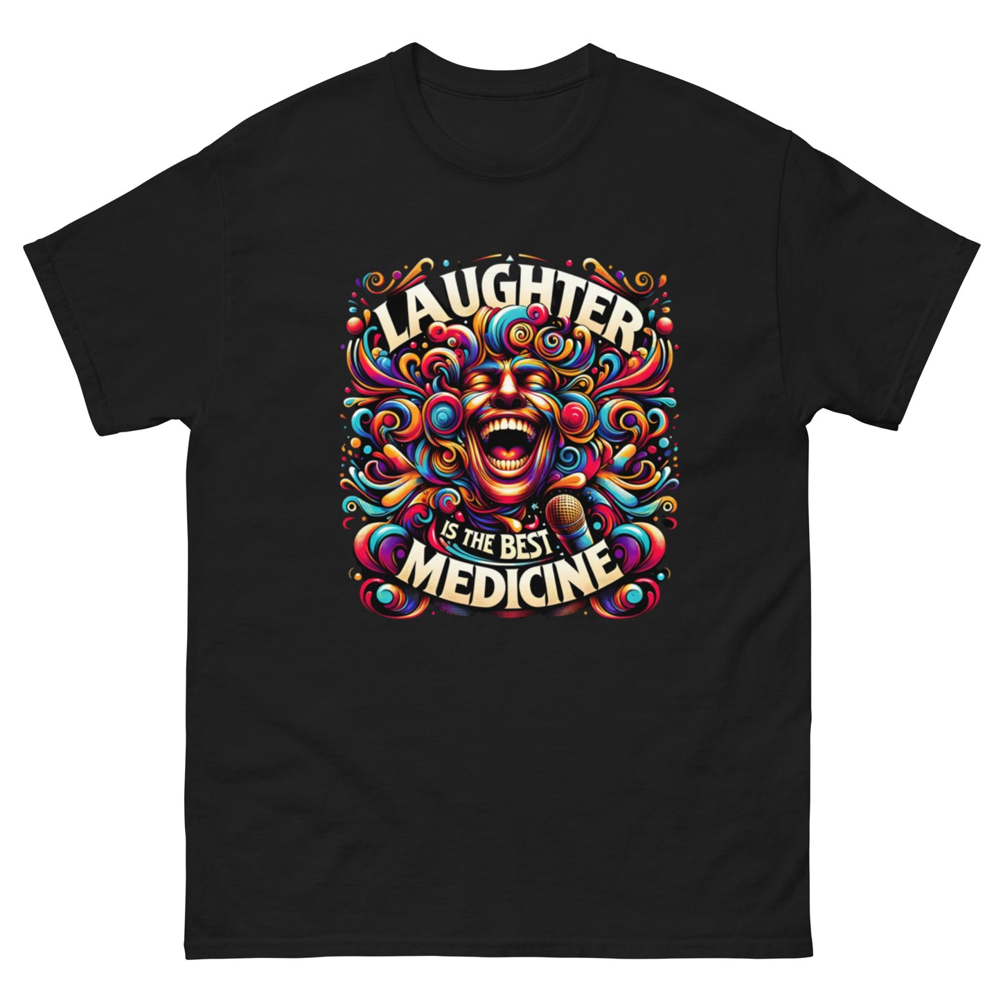 Psychedelic Comedy T-Shirt - 'Laughter is the Best Medicine' Vibrant Tee