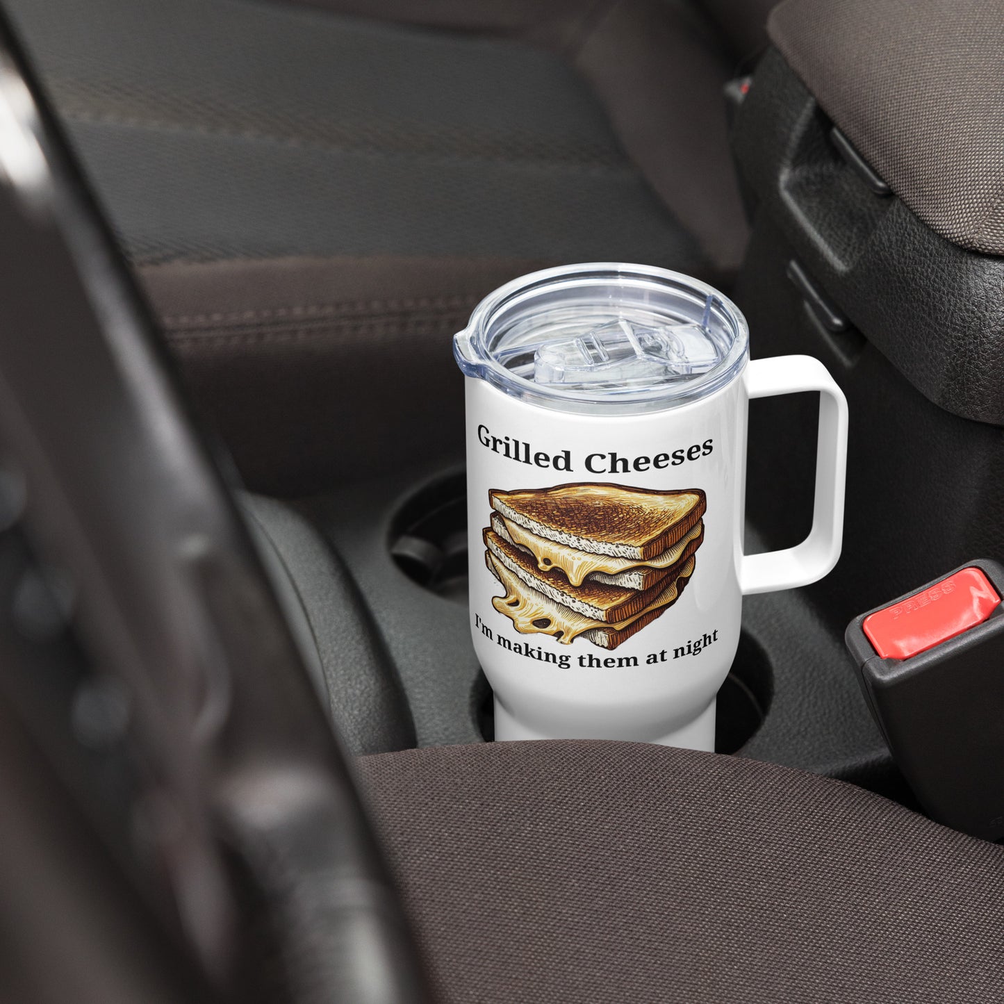 Uncle Danny's Grilled Cheese Travel mug with a handle