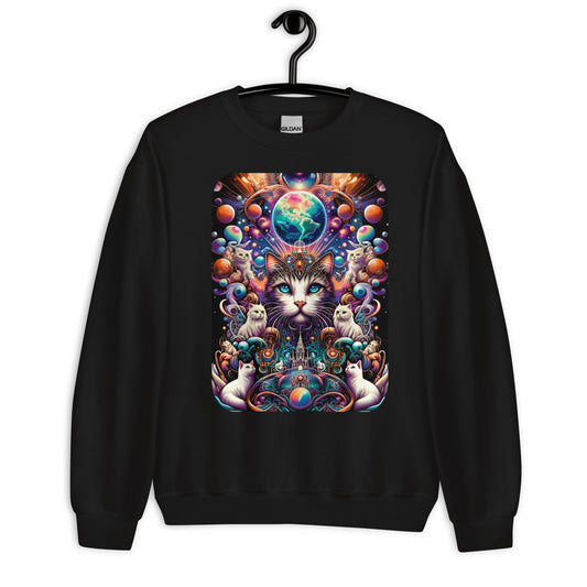 Cosmic Whiskers Unisex Sweatshirt: Warmth Meets Galactic Charm