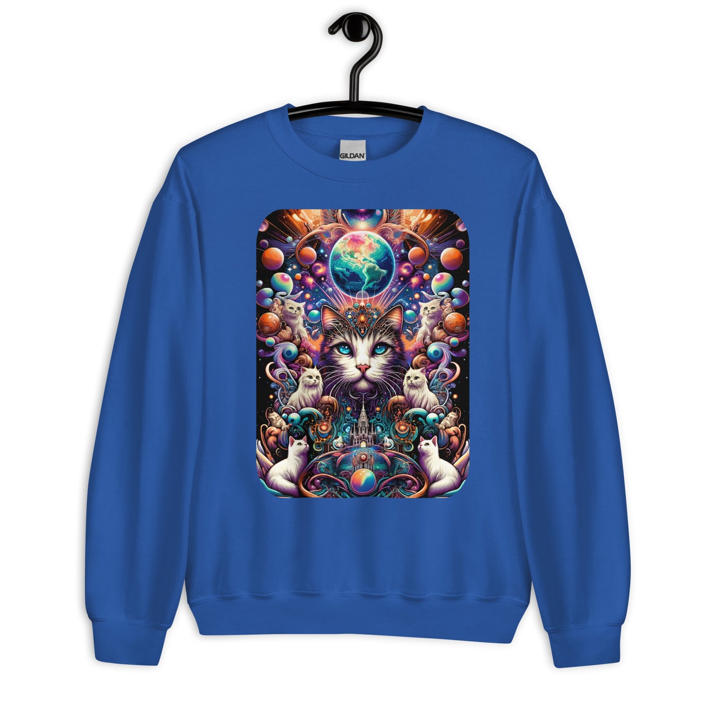 Cosmic Whiskers Unisex Sweatshirt: Warmth Meets Galactic Charm